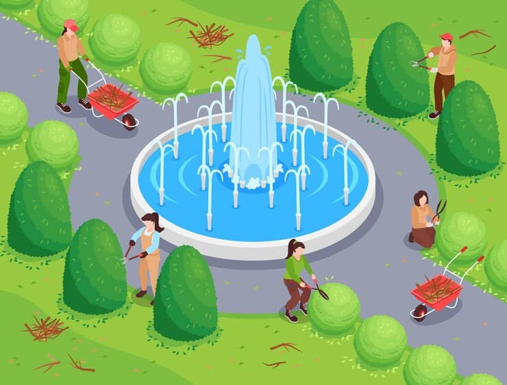 Fountain in park design
